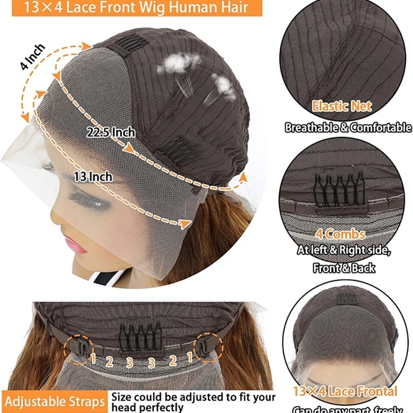 Ombre Highlight Body Wave Hair Wig Human Hair 20 Inches 150% Density - Picture 4 of 4